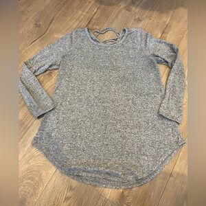 Cozy grey sweater with back corset detail